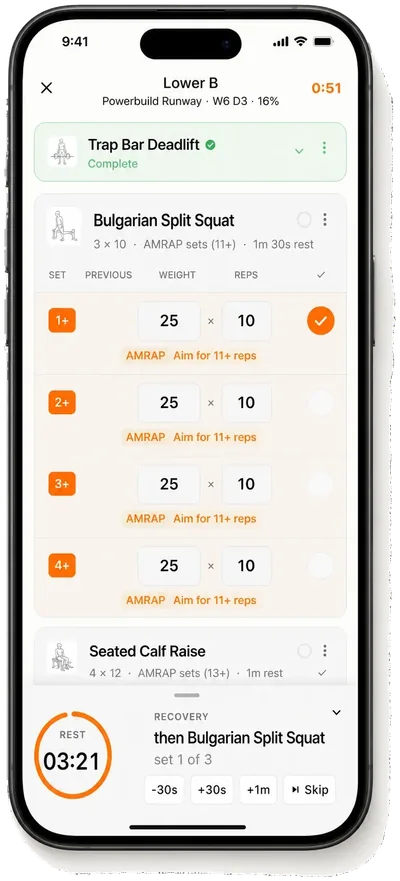 Massiv lower-body session screen