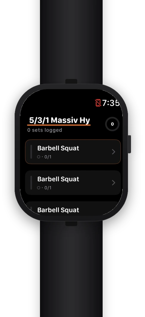 App de Massiv para Apple Watch registrando una serie