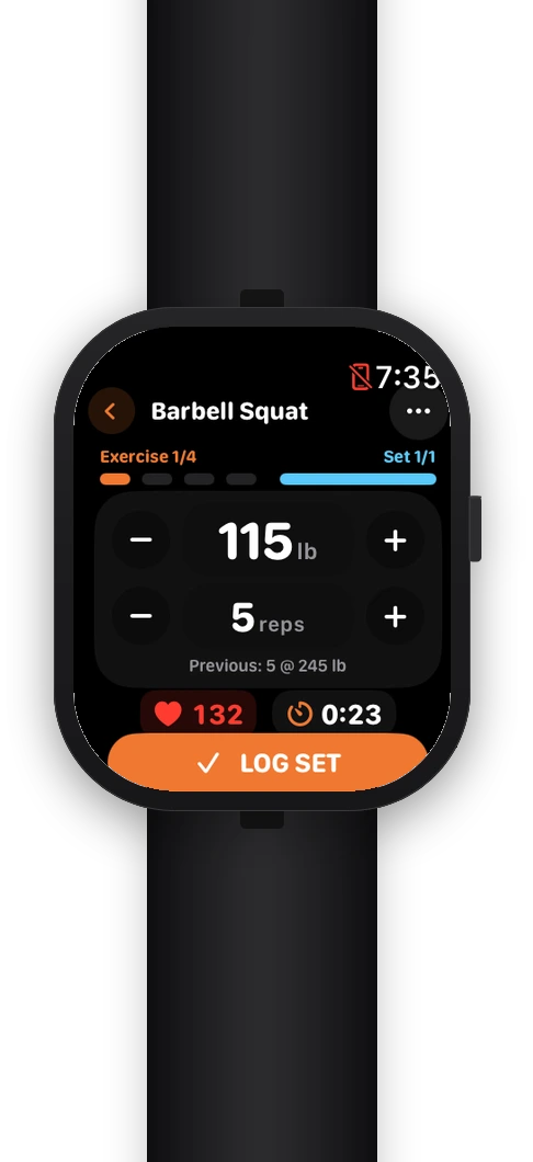 Temporizador de descanso en la app de Massiv para Apple Watch